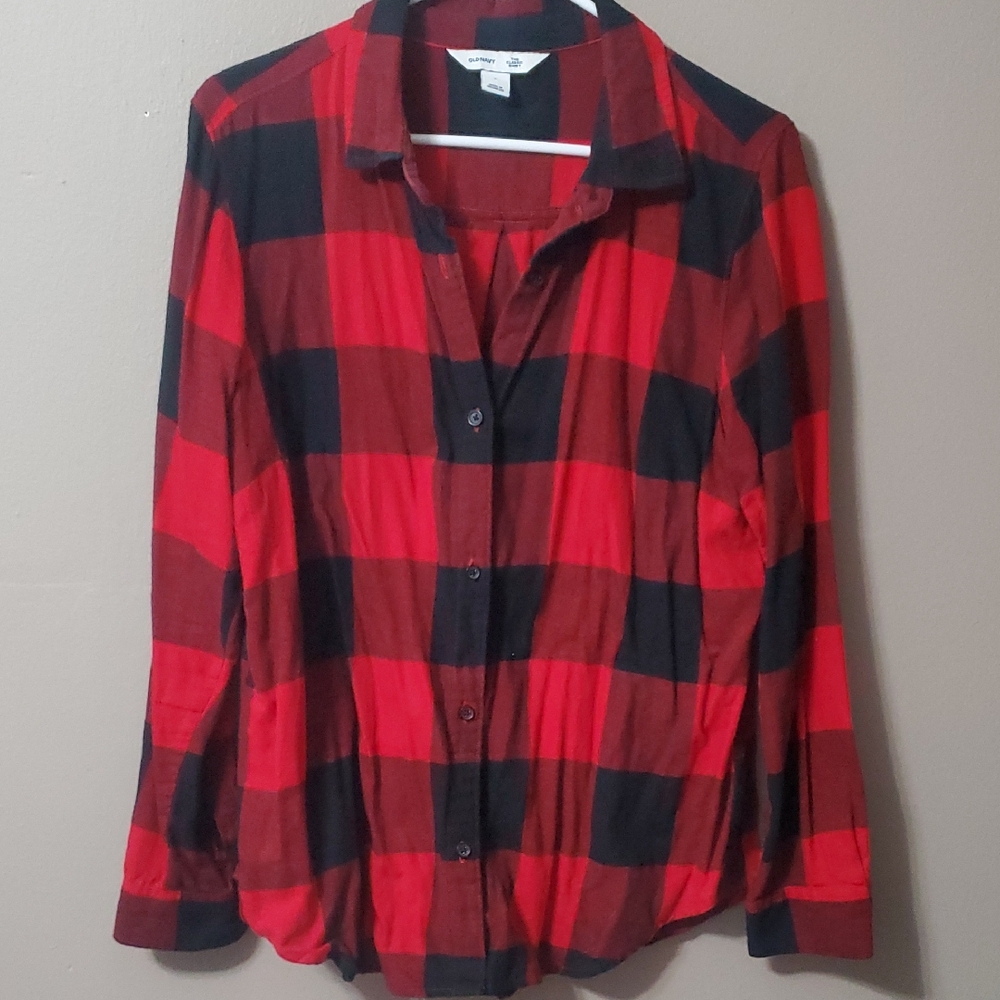 Old Navy Red and Black Checkered Shirt